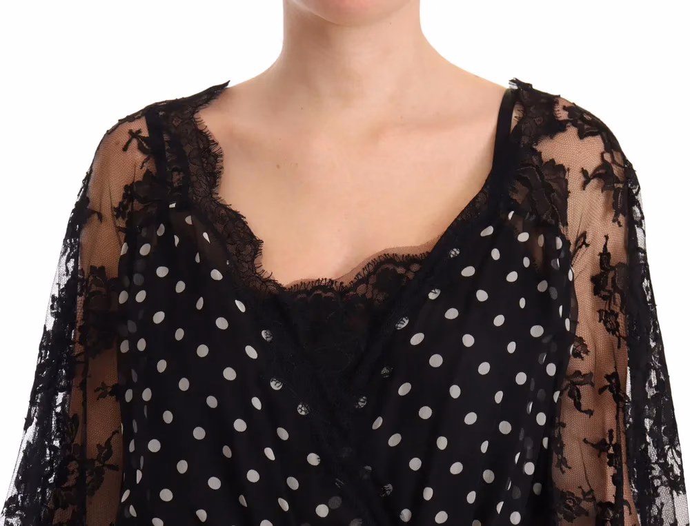 Black Lace Floral Polka Maxi Capri Dress