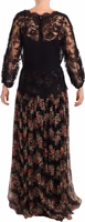 Black Lace Floral Polka Maxi Capri Dress 2