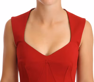 Red Sweetheart Sleeveless Midi Stretch Dress
