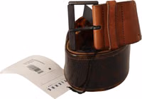 Dark Brown Leather Buckle Waist Belt 1