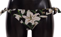 Bikini Bottom Black Lily Print Swimsuit Swimwear 1