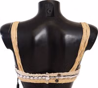 Beige Straw Raffia Woven Crochet Cover Up Top 2