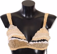 Beige Straw Raffia Woven Crochet Cover Up Top 4