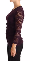 Purple Lace Long Sleeve Top Blouse 1