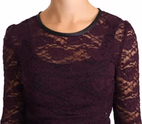 Purple Lace Long Sleeve Top Blouse 3