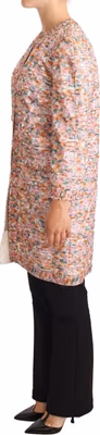 Multicolor Floral Print Silk Trench Coat Jacket