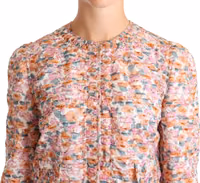 Multicolor Floral Print Silk Trench Coat Jacket 3