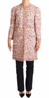 Multicolor Floral Print Silk Trench Coat Jacket 4
