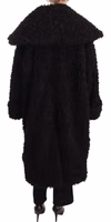 Black Polyester Fur Trench Coat Jacket 2