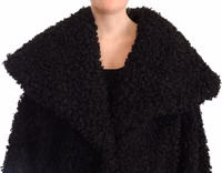 Black Polyester Fur Trench Coat Jacket 3