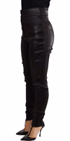 Black Silver Lurex Thread Cotton Stretch Pants 1