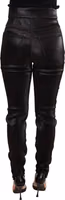 Black Silver Lurex Thread Cotton Stretch Pants 2