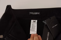 Black Silver Lurex Thread Cotton Stretch Pants 3