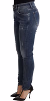 Blue Wash Skinny Denim Cotton Stretch Jeans 1