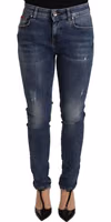 Blue Wash Skinny Denim Cotton Stretch Jeans 3