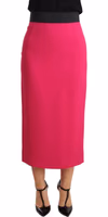 Pink High Waist Stretch Pencil Straight Skirt 3