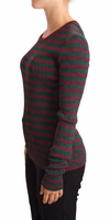 Multicolor Striped Crew Neck Pullover Sweater 1