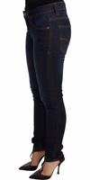 Dark Blue Cotton Low Waist Skinny Denim Jeans 1