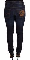 Dark Blue Cotton Low Waist Skinny Denim Jeans 2