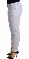 Light Blue Cotton Folded Hem Denim Skinny Women Trouser Jeans 1