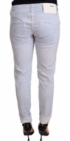 Light Blue Cotton Folded Hem Denim Skinny Women Trouser Jeans 2