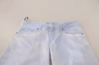 Light Blue Cotton Folded Hem Denim Skinny Women Trouser Jeans 3