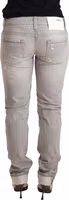 Gray Tattered Cotton Slim Fit Folded Hem Women Denim Jeans 2