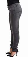 Gray Washed Cotton Slim Fit Low Waist Women Denim Trouser Jeans 2