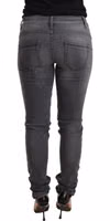 Gray Washed Cotton Slim Fit Low Waist Women Denim Trouser Jeans 3