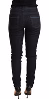 Blue Cotton Low Waist Slim Fit Denim Women Trouser Jeans 2