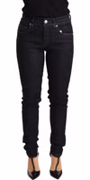 Blue Cotton Low Waist Slim Fit Denim Women Trouser Jeans 3