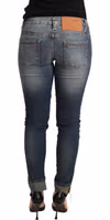 Blue Washed Cotton Low Waist Skinny Denim Women Trouser Jeans 2