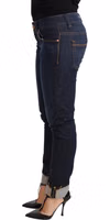 Blue Washed Cotton Low Waist Skinny Denim Women Trouser Jeans 3