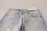 Light Blue Distressed Cotton Folded Hem Denim Trouser Jeans 2