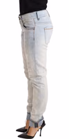 Light Blue Distressed Cotton Folded Hem Denim Trouser Jeans 3