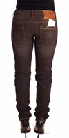 Brown Washed Cotton Slim Fit Denim Low Waist Trouser Jeans 1