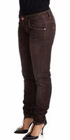 Brown Washed Cotton Slim Fit Denim Low Waist Trouser Jeans 2