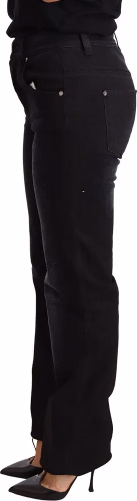 Black Washed Straight Denim Trouser Cotton Jeans