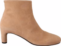 Beige Suede Leather Mid Heels Pumps Boots Shoes 4