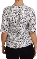 White Musical Instruments Print Blouse 5