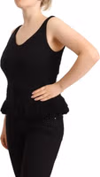 Black Cotton Sleevelesss Tank Casual Top 1