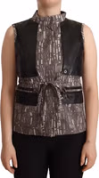 Brown Black Vest Leather Sleeveless Top Blouse 4