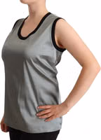 Silver Round Neck Sleeveless Casual Tank Top 1