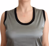 Silver Round Neck Sleeveless Casual Tank Top 2