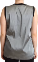 Silver Round Neck Sleeveless Casual Tank Top 3