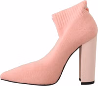 Pink Suede Logo Socks Block Heel Ankle Boots Shoes 3