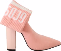 Pink Suede Logo Socks Block Heel Ankle Boots Shoes 4