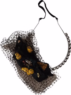 Silver Tiara Crystals Fruits Black Mesh Diadem Headband