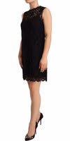 Black Floral Lace Sheath Sleeveless Mini Dress 1