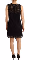 Black Floral Lace Sheath Sleeveless Mini Dress 2